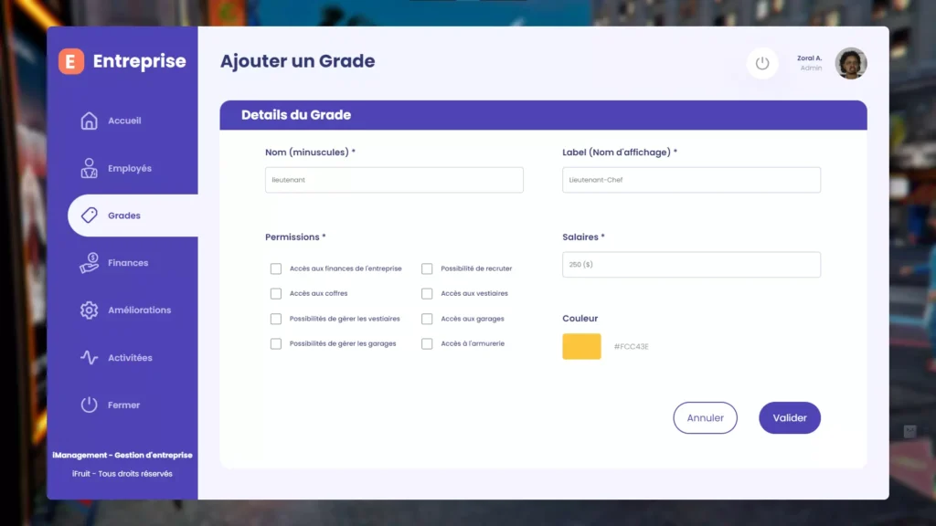 Boss Dashboard add rank page