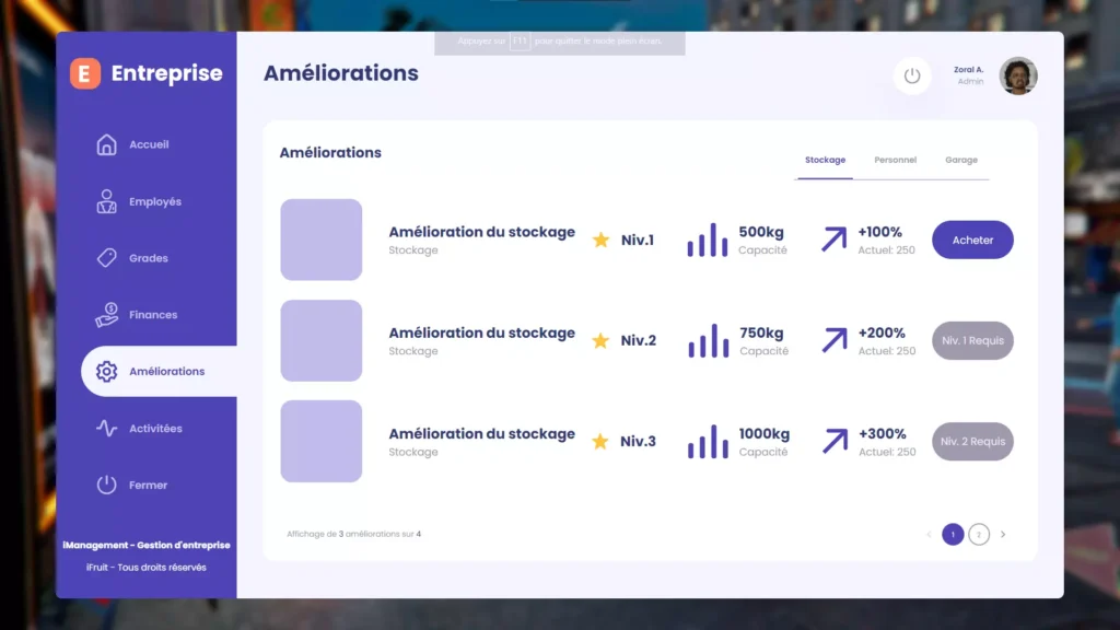 Boss Dashboard improvment page